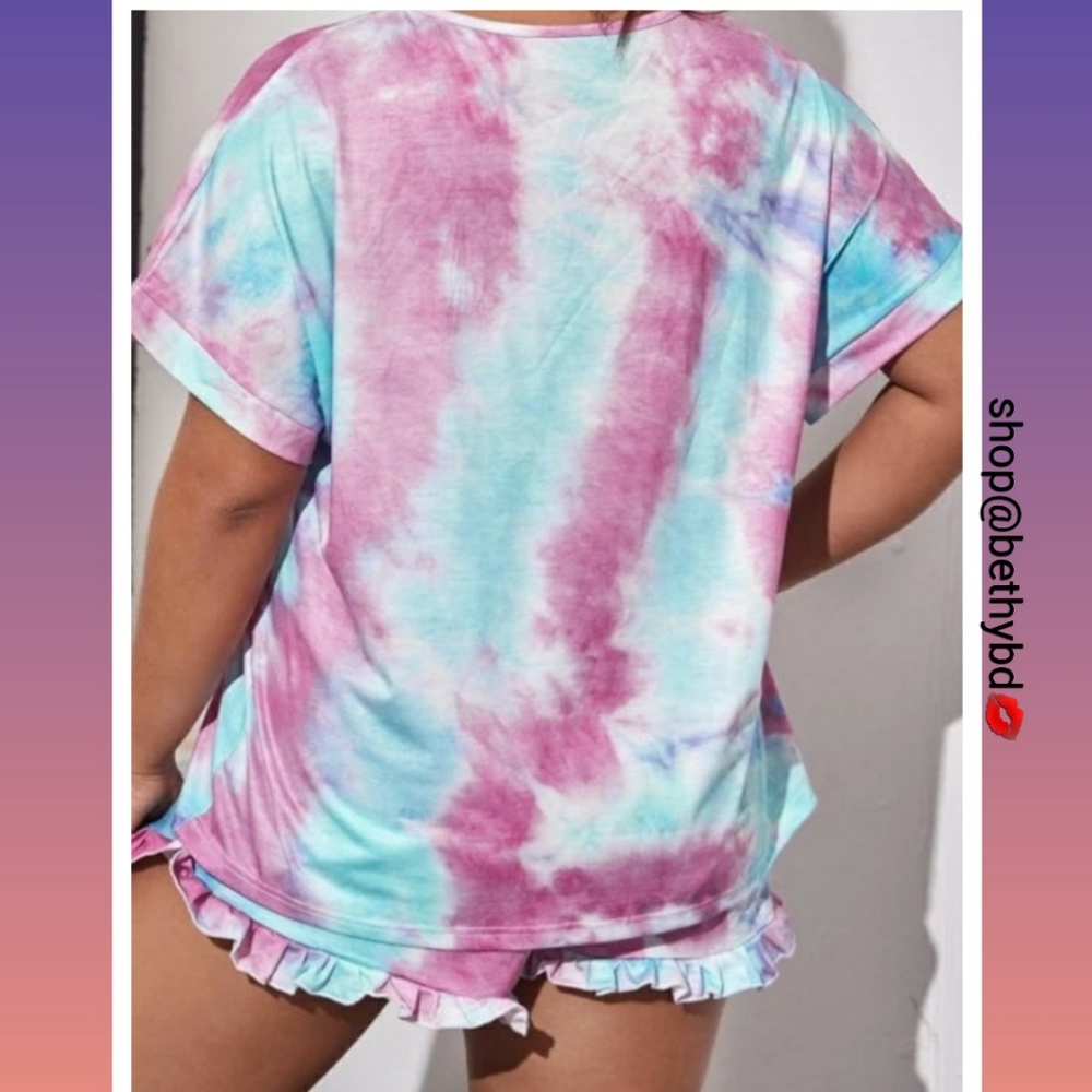 CCO LAST ONE!⏬ Tie dye shortie ruffle pajamas 5 🌟 - Picture 2 of 2